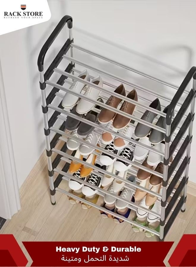 RACK STORE Shoe Rack 6 Tier Freestanding Stainless Steel Portable Shoe Cabinet Shoe Storage Organizer Stand Holder Keep Room Neat Door Space Saving - Image 5