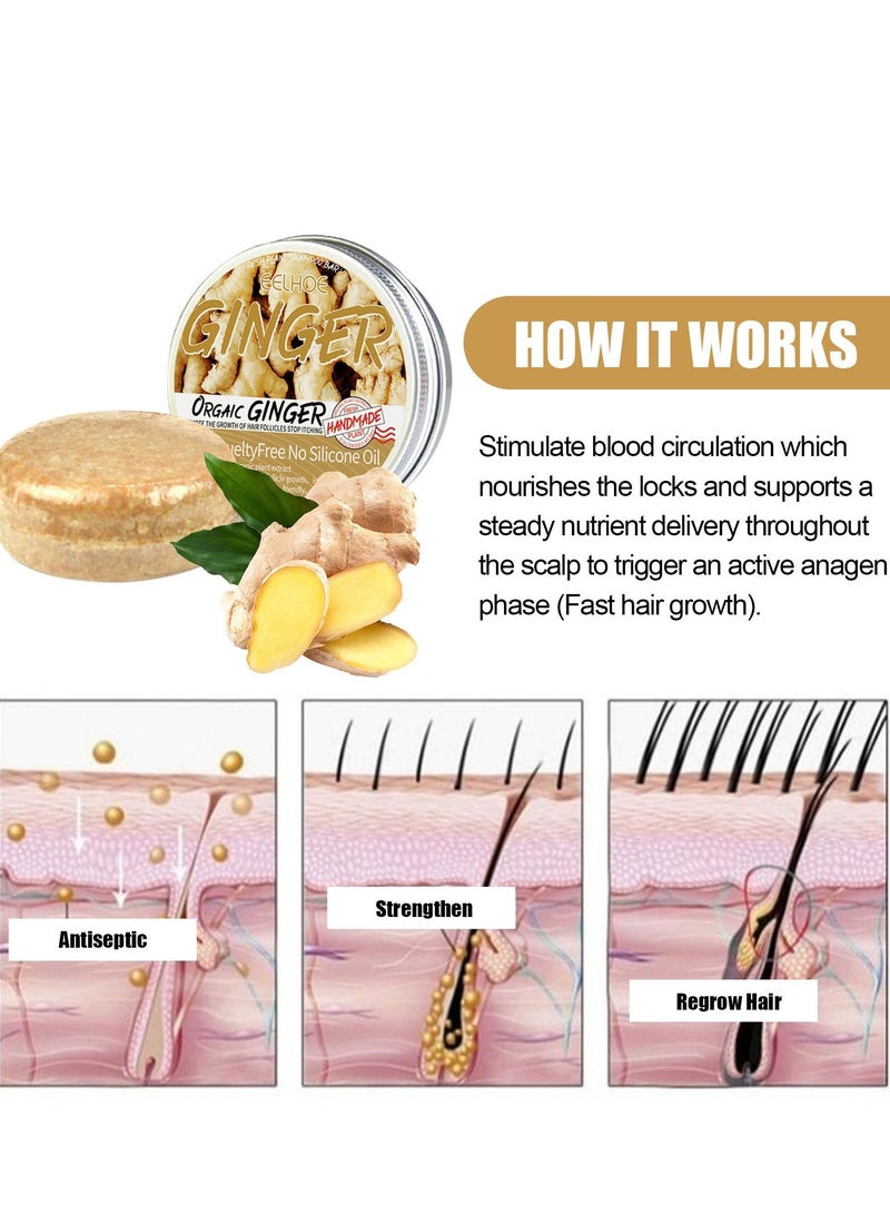إيلهو صابون الزنجبيل شامبو مضاد لتساقط الشعر نمو الشعر الكثيف ترطيب فروة الرأس نظيفة وناعمة - Image 3