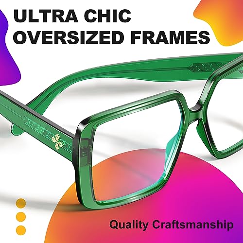 VISOONE Oversized TR90 Blue Light Blocking Glasses Fashion Accessories Non Prescription for Women Harvard - Image 5