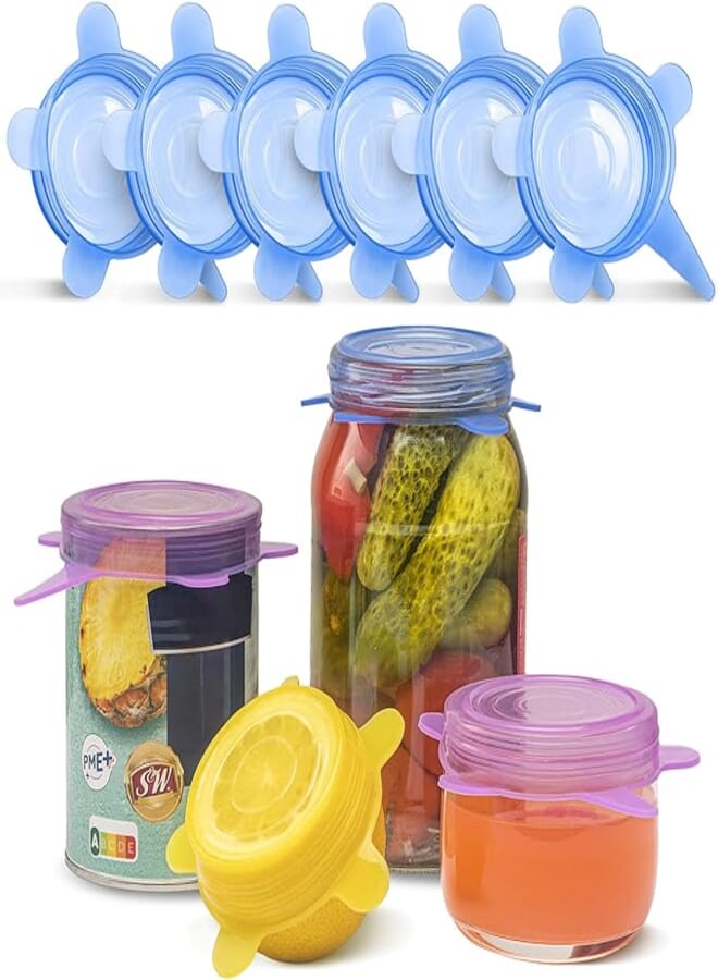 Orblue Stretchable Silicone Lids 6-Pack Small for Fresh Food Storage - Seal in Flavors, Keep Food Fresh and Reduce Waste