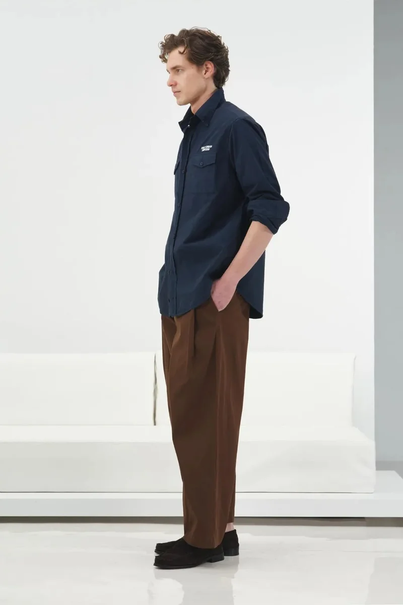Giesto Navy Blue GIESTO Regular Fit Long Sleeve Shirt with Pocket for Men | Best Price UAE