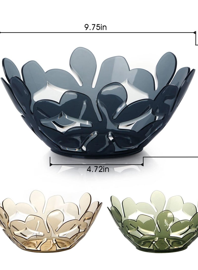 Excefore Rustless Fruit Bowl, Petal-shaped fruit basket for kitchen, Sturdy plastic decorative bowl for home decor, kitchen countertop. Color: Green.  - Image 2