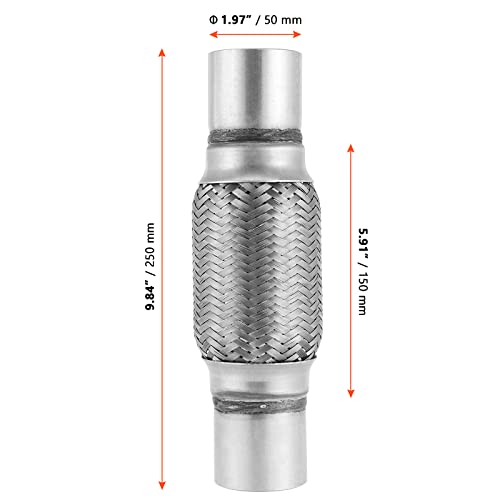 SINJEUN 3 Pack 2 x 6 Inch Stainless Steel Double Braid Flex Pipe, Exhaust Flex Connector Pipes for Exhaust Pipe System Repairing - Image 2