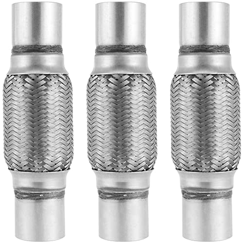 SINJEUN 3 Pack 2 x 6 Inch Stainless Steel Double Braid Flex Pipe, Exhaust Flex Connector Pipes for Exhaust Pipe System Repairing - Image 1