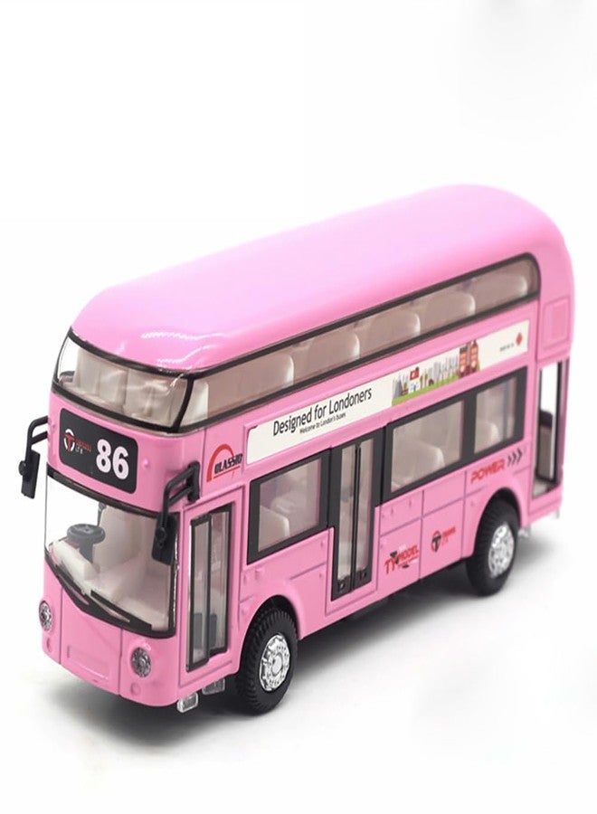 DARVICE Double Decker Bus Toy Diecast Metal London Bus Light Sound Openable Door Pullback - Image 1