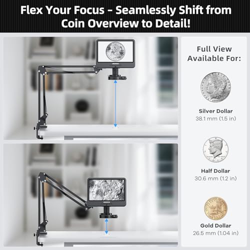 Andonstar AD109 Digital Microscope with 10.1" Screen for Adults, Flexible Boom Arm Stand Soldering Microscope, Coin Microscope Full View for Error Coins with 56 LED Ring Light, 32GB Card - Image 5