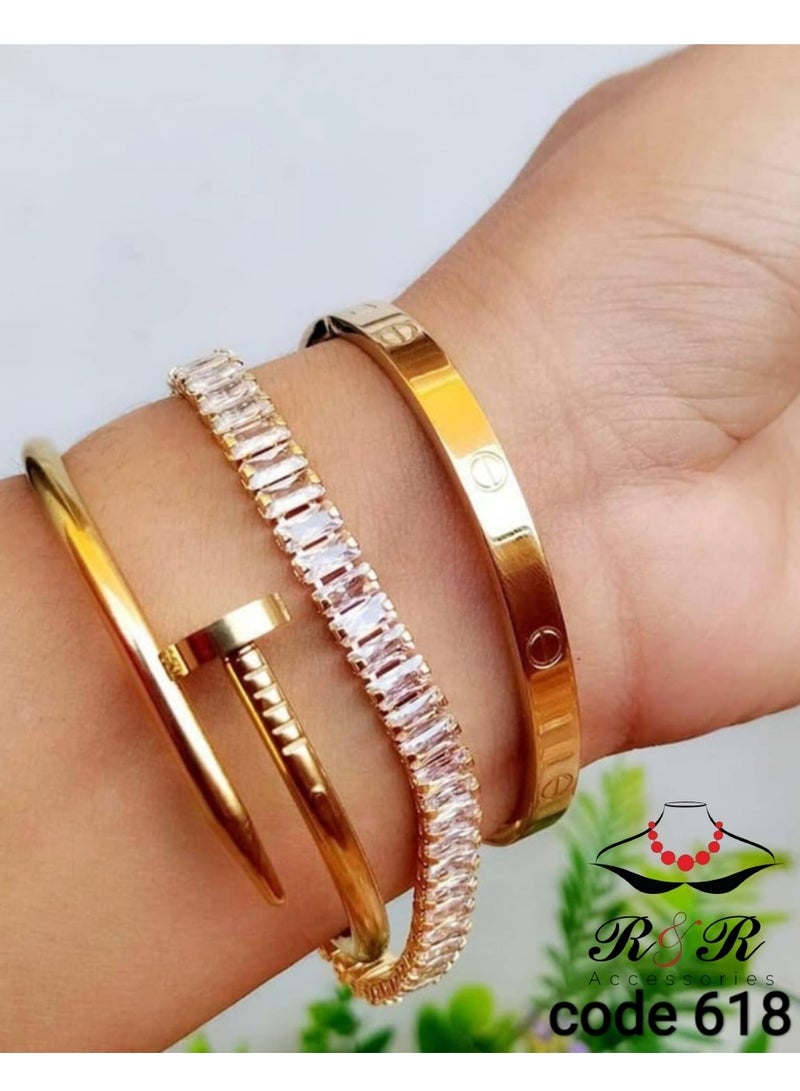 ار اند ار طقم اساور استاليس ستيل بيور - Image 1