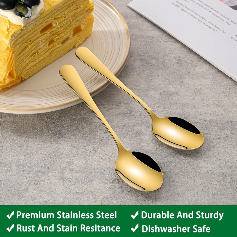 Dehov 5.5 Inch Coffee Spoons,8 Pieces Stainless Steel Gold Tea & Coffee Spoon,Mirror Polishing Metal Small Espresso Spoons,Dishwasher Safe Teaspoon,Golden Mini Demitasse Spoon - Image 3