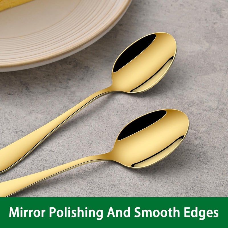 Dehov 5.5 Inch Coffee Spoons,8 Pieces Stainless Steel Gold Tea & Coffee Spoon,Mirror Polishing Metal Small Espresso Spoons,Dishwasher Safe Teaspoon,Golden Mini Demitasse Spoon - Image 4