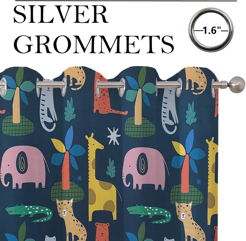 BFAM Kids Blackout Curtains 7 feet Set of 1 – 100% Room Darkening, Thermal Insulated, Noise Reducing, Cute Animal & Rainbow Prints, Eyelet Curtains for Playroom, Bedroom & Nursery, Pack of 1 Curtain - Image 5