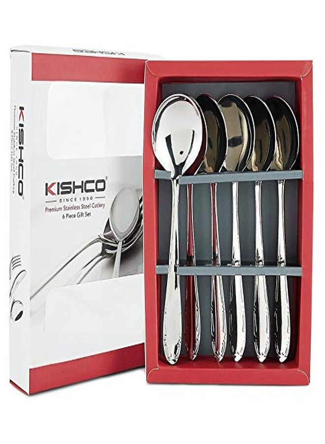 KISHCO ملاعق شوربة/حلوى فرنسية من الفولاذ المقاوم للصدأ من كيشكو - عبوة من 6 قطع - Image 1
