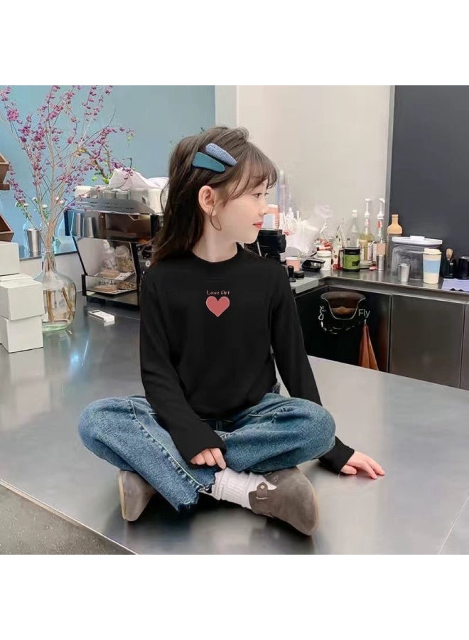 Girls' Double-sided Velvet Half Turtleneck Bottoming Shirt Autumn And Winter New Style Medium And Large Children's Warm Inner Top Trendy - Image 1