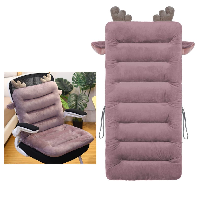 ELFJOY Desk Chair Cushion 85cm Office Chair Cushion Seat Cushion with Back Support Lounger Cushion with Fixing Band Purple 8545cm