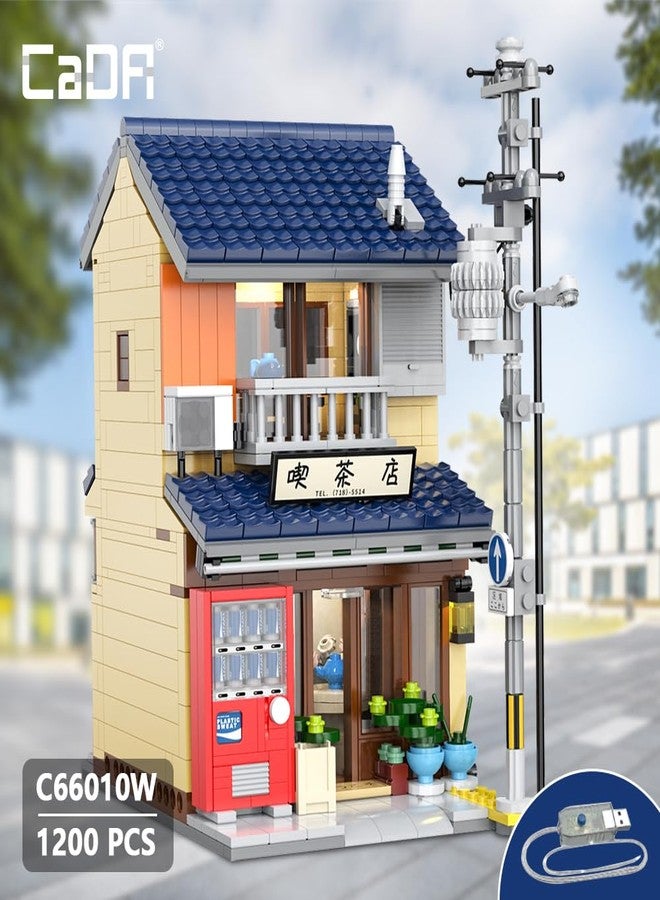 CaDA C66010W Japanese Tea House Building Blocks Set, MOC Bricks Street View House Building Kit with Lighting Set, Building Toys Gift for Adults(1200 pcs) - Image 2
