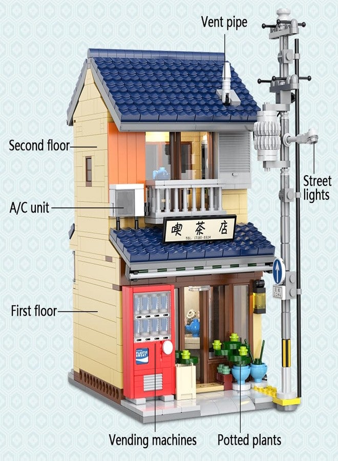 CaDA C66010W Japanese Tea House Building Blocks Set, MOC Bricks Street View House Building Kit with Lighting Set, Building Toys Gift for Adults(1200 pcs) - Image 5