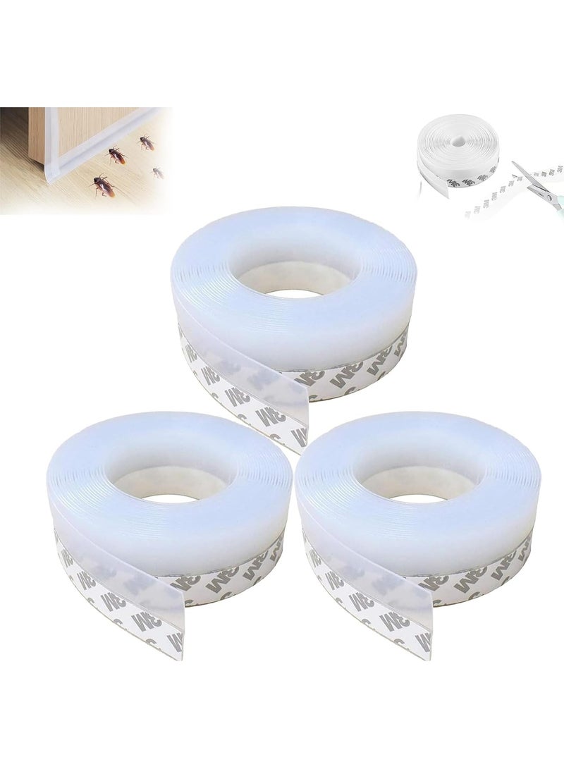 Soofam 3 Pack Silicone Seal Strip Door Seal Strip Door Weather Stripping Self Adhesive Soundproof Windscreens Used to keep out bugs, air, dust, windbreaks for bathrooms and door and window glass gaps - Image 1