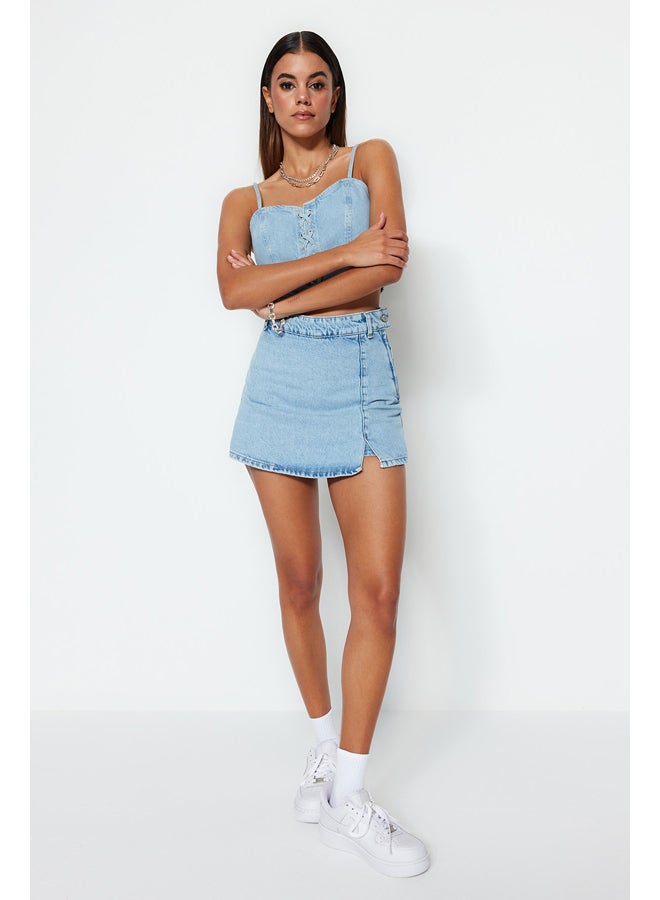 trendyol Blue Denim Skirt with Shorts  - Image 2