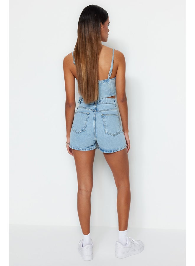 trendyol Blue Denim Skirt with Shorts  - Image 3