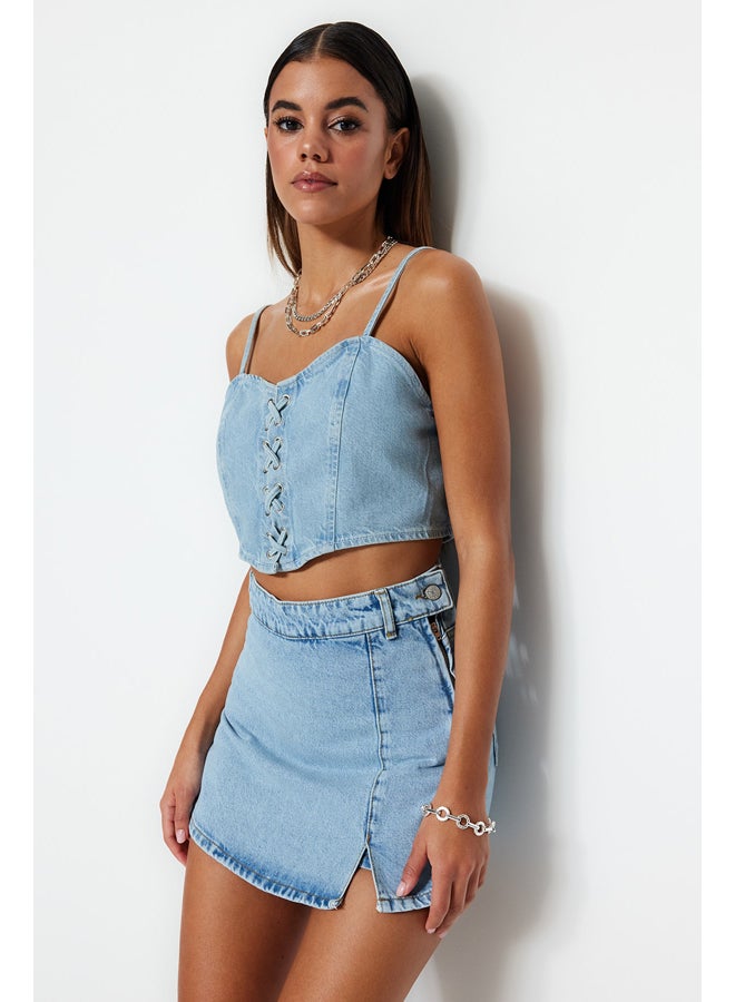 trendyol Blue Denim Skirt with Shorts  - Image 1
