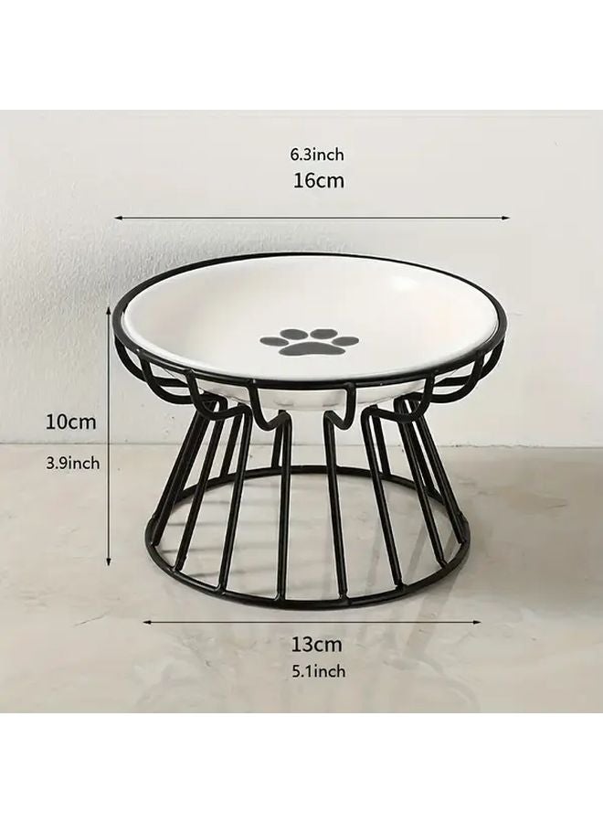 طبق طعام القطط الاسكندنافي الأسود المرتفع من السيراميك مع حامل معدني مضاد للرقبة - Image 1