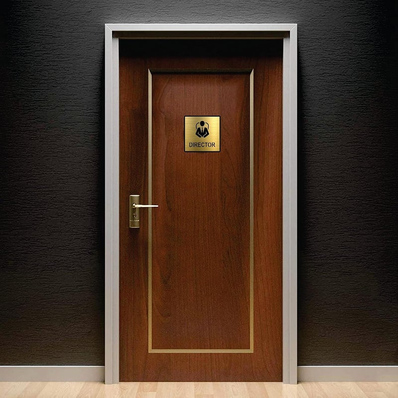 Vertical Root Inc ® Premium Brush Gold Finish Acrylic 5.8 x 5.8 INCH Square Director Door Sign Easy to Mount 3M Self-Adhesive Tape Signage for Hotel Office Resort Society Corporate Business. - Image 3