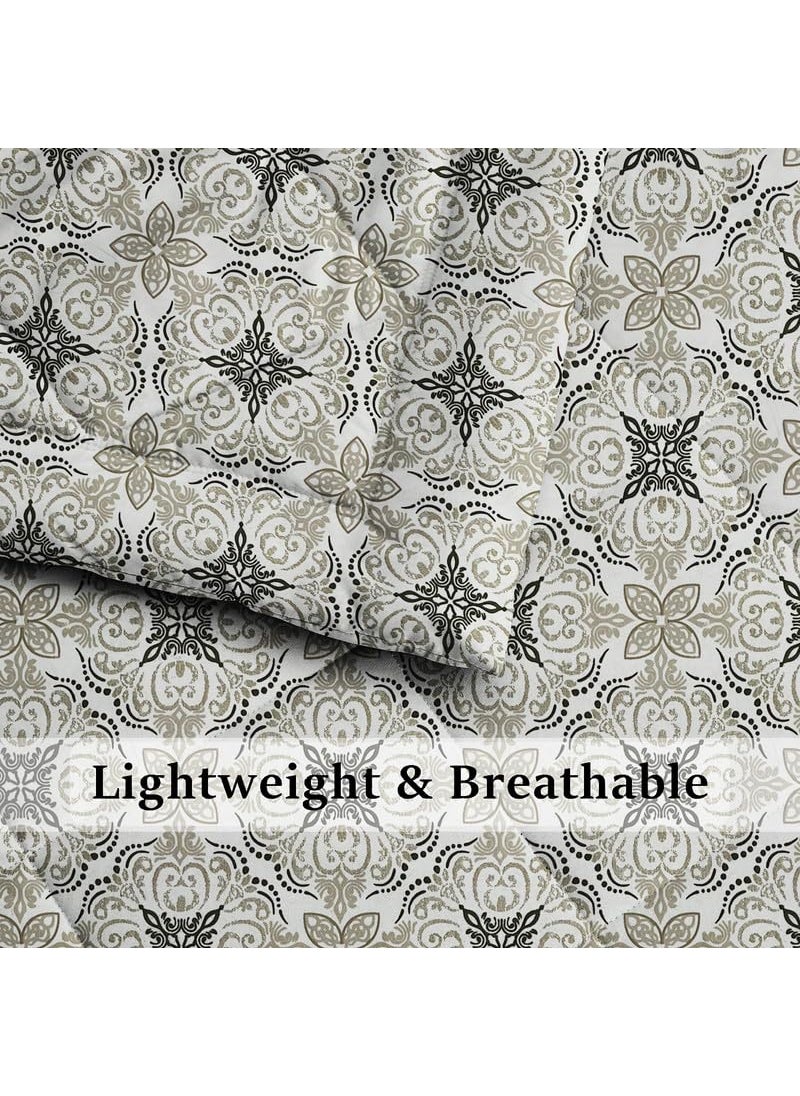 BSB HOME BSB HOME Snuggle Up 3O SummerAll Season Printed Reversible Single Bed Glace Cotton Microfiber Comforter Blanket Quilt Dohar Rajaai Duvets 220 GSM Grey White  - Image 4
