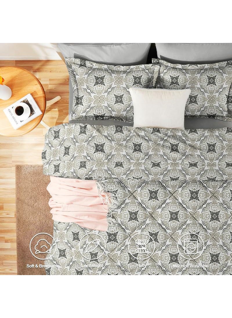 BSB HOME BSB HOME Snuggle Up 3O SummerAll Season Printed Reversible Single Bed Glace Cotton Microfiber Comforter Blanket Quilt Dohar Rajaai Duvets 220 GSM Grey White  - Image 2