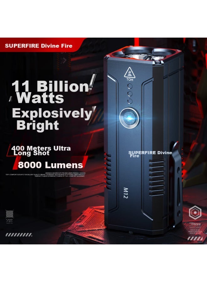 Supfire Flashlight, High Brightness, Long Battery Life, Long-range Illumination, Military-grade Brightness, Outdoor And Home Use, Sky- Piercing Light, 100000 Lumens - Image 1