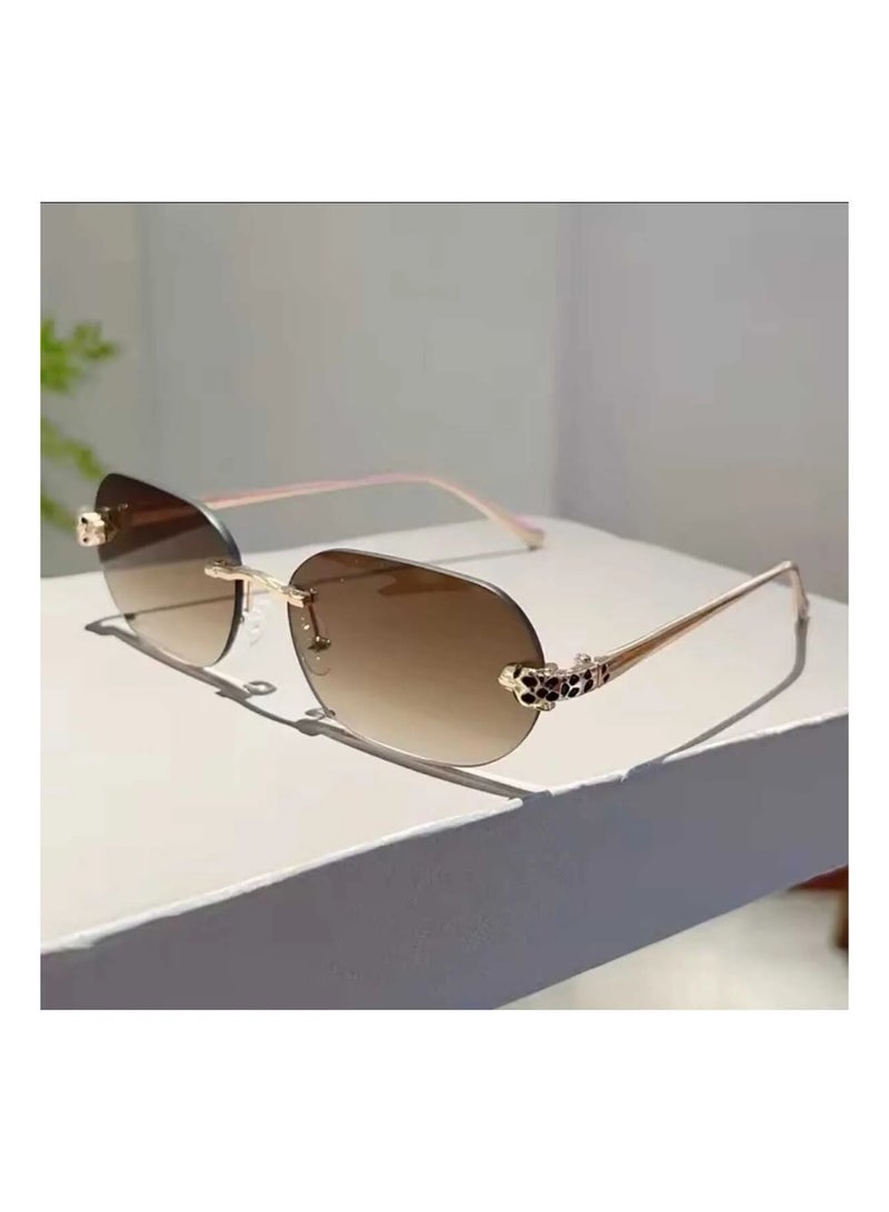 POLITE Unisex Frameless Sunglass Tiger Temple - Image 1