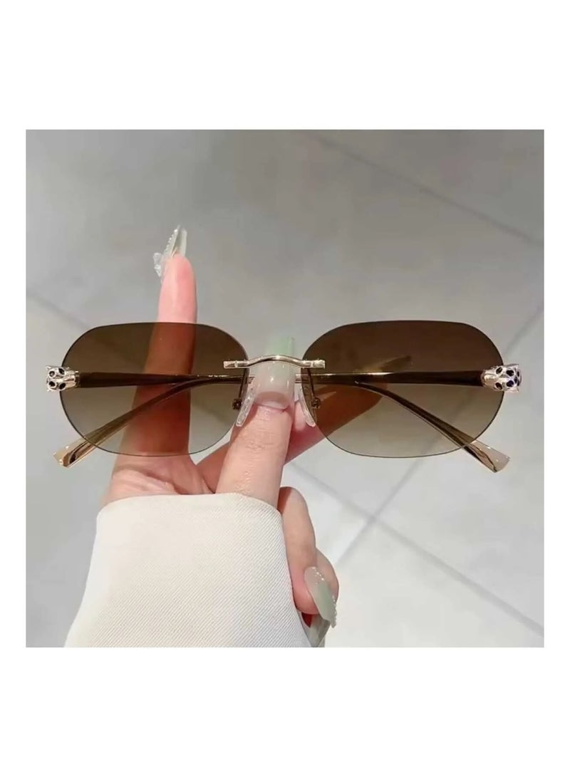 POLITE Unisex Frameless Sunglass Tiger Temple - Image 2