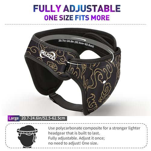 Gelozid Adjustable Wrestling Headgear for BJJ, MMA Grappling and Training, Ear Guard and Cauliflower Protection Helmet (Large, 20.7-24.6in, Black and Yellow) - Image 3