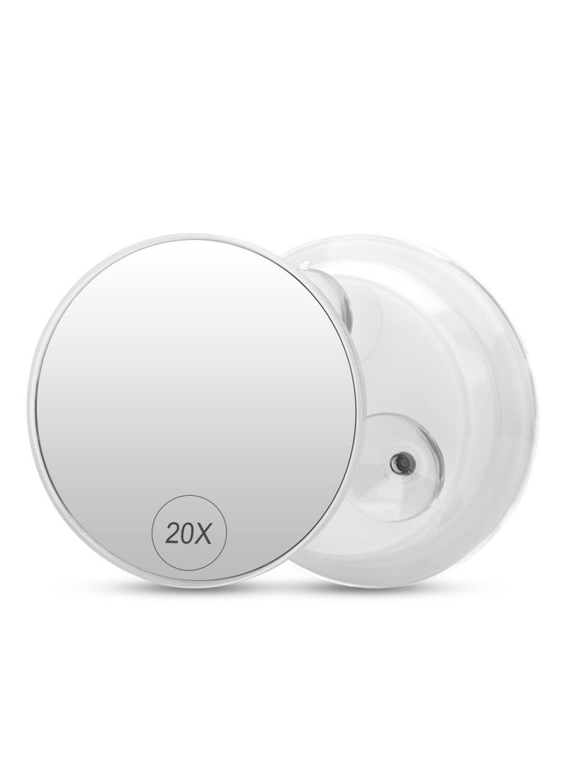 Captaintech 20X Magnifying Mirror with Suction Cups, Portable Travel Mirror for Bedroom, Bathroom, Travel, Business Trip (6 Inch, White) - Image 1