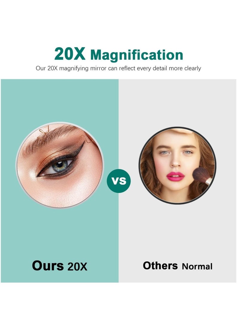 Captaintech 20X Magnifying Mirror with Suction Cups, Portable Travel Mirror for Bedroom, Bathroom, Travel, Business Trip (6 Inch, White) - Image 3