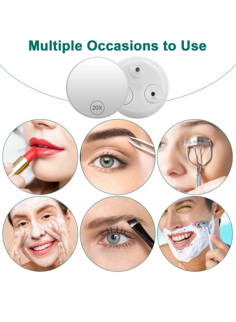 Captaintech 20X Magnifying Mirror with Suction Cups, Portable Travel Mirror for Bedroom, Bathroom, Travel, Business Trip (6 Inch, White) - Image 4