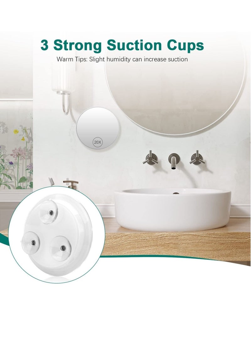 Captaintech 20X Magnifying Mirror with Suction Cups, Portable Travel Mirror for Bedroom, Bathroom, Travel, Business Trip (6 Inch, White) - Image 5