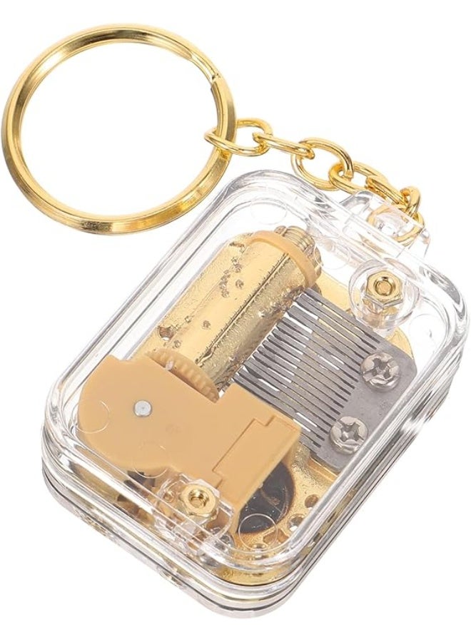 Music Box Keychain - Women Wallet Key Ring, Moving Castle Theme, Party Favor, Mechanism (Golden) - Image 1