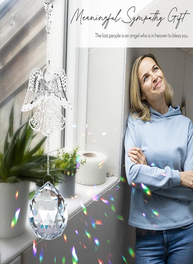 Elivida Memorial Gift Modern Sympathy Gift for Lose of Mom, 3D Angel Design Grief Hanging Ornament with 40mm Clear Crystal Ball Rainbow Maker, Bereavement Gift Idea for Women - Image 5