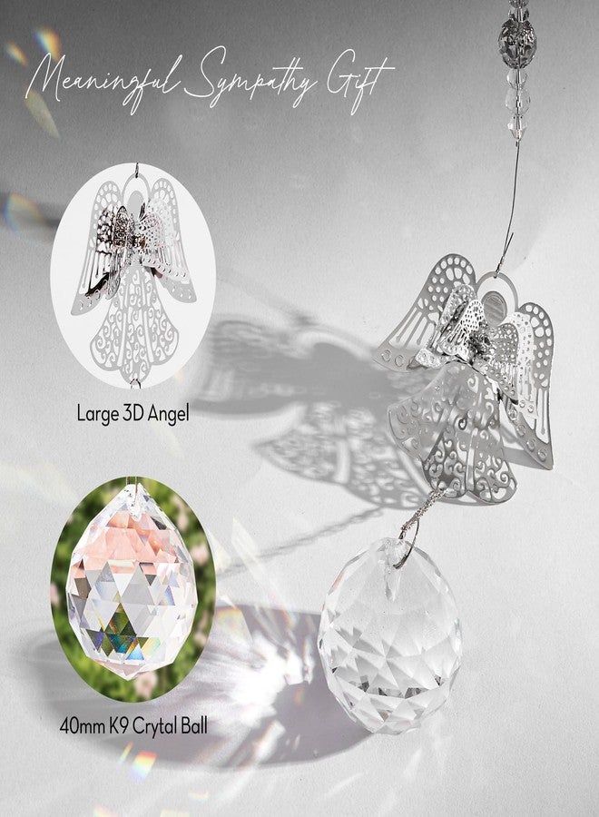 Elivida Memorial Gift Modern Sympathy Gift for Lose of Mom, 3D Angel Design Grief Hanging Ornament with 40mm Clear Crystal Ball Rainbow Maker, Bereavement Gift Idea for Women - Image 4