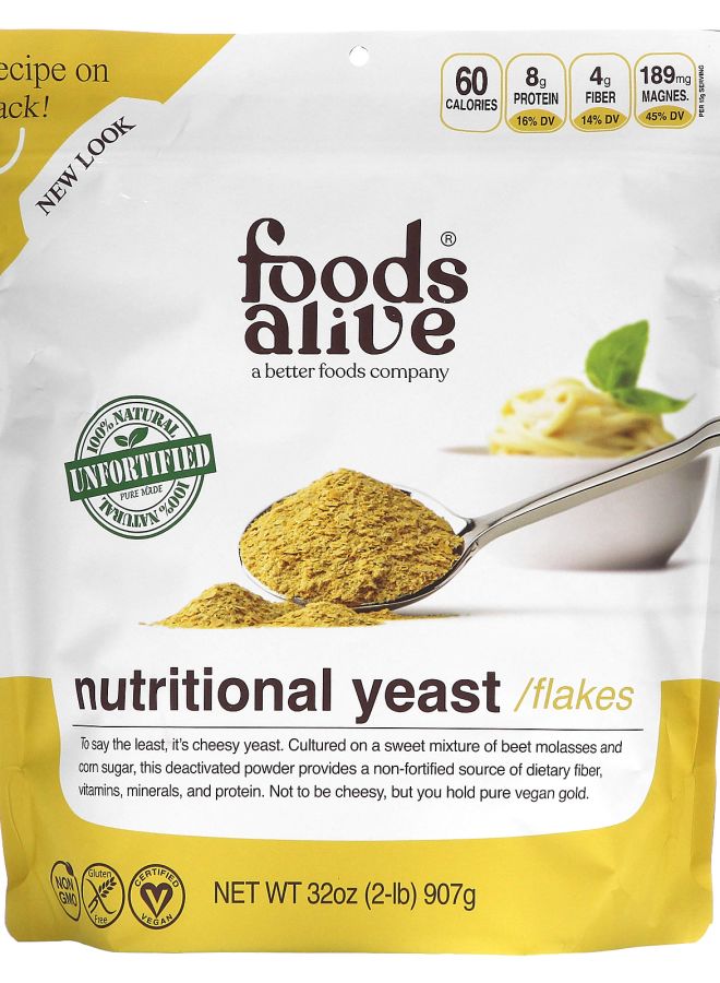 Foods Alive رقائق الخميرة الغذائية غير المدعمة 2 رطل (907 جرام)