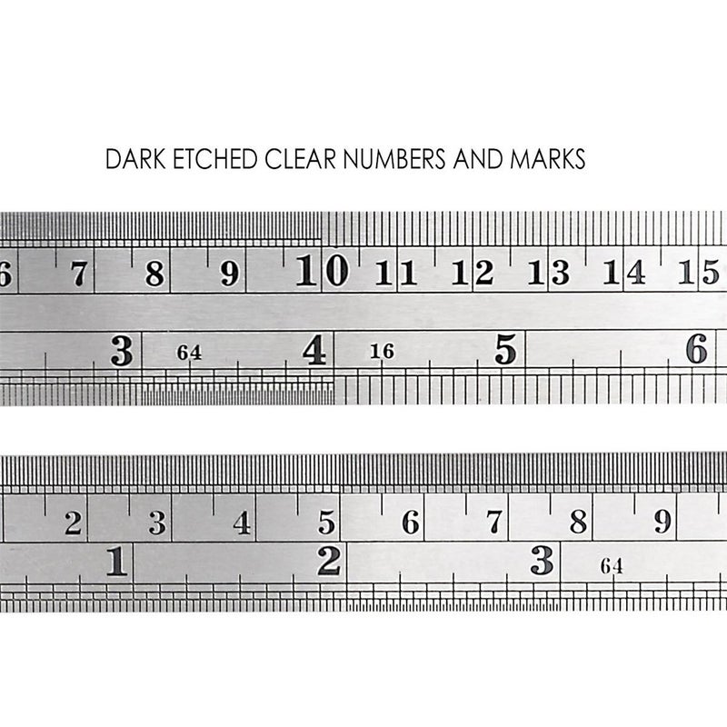 ZZTX Heavy Duty Stainless Steel Ruler Set 12 Inch (30 CM) + 6 Inch (15 CM) Metal Rulers Kit - Perfect Straight Edge for Easy Measurements - Image 2