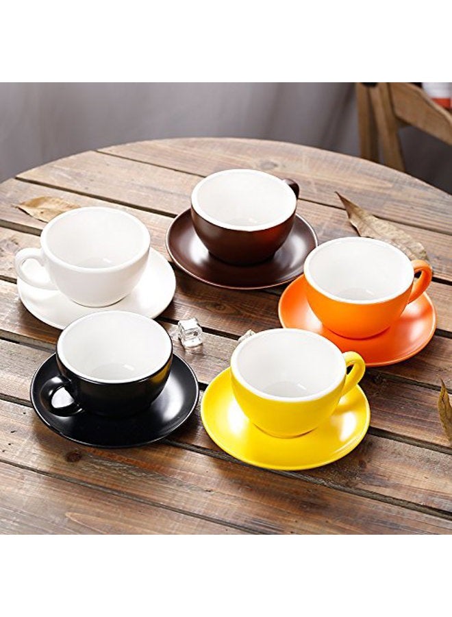 Coffeezone Cappuccino Barista Cup and Saucer Latte Art and Americano New Bone China for Coffee Shop (Glossy Black, 8.5 oz) - Image 4