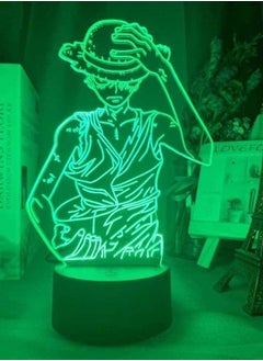 althiqahkey 3D Illusion Night Light Anime ONE Piece Monkey D Luffy Figure Kids Led Color Changing for Bedroom Bedside Decor Desk Lamp Smart Touch 16 Colors Toy Lamp for Boys Gifts  - Image 3