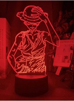 althiqahkey 3D Illusion Night Light Anime ONE Piece Monkey D Luffy Figure Kids Led Color Changing for Bedroom Bedside Decor Desk Lamp Smart Touch 16 Colors Toy Lamp for Boys Gifts  - Image 5