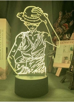 althiqahkey 3D Illusion Night Light Anime ONE Piece Monkey D Luffy Figure Kids Led Color Changing for Bedroom Bedside Decor Desk Lamp Smart Touch 16 Colors Toy Lamp for Boys Gifts  - Image 2