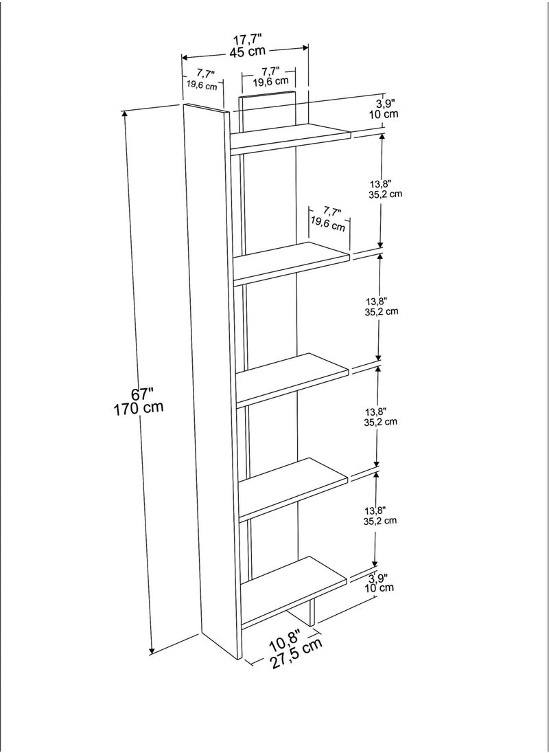 Decorotika Alice 170 tall Manufactured Wood Corner Bookcase | Bookshelf, Storage Rack  - Image 5