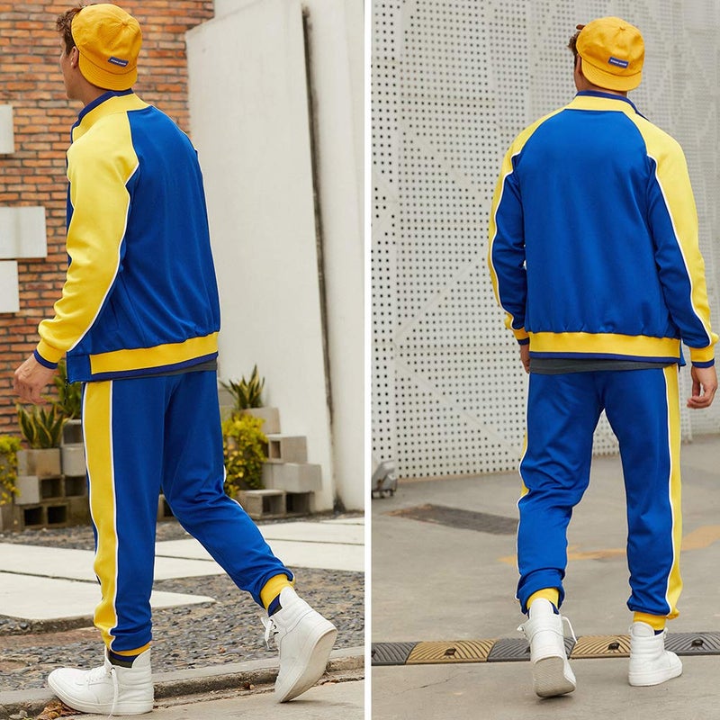 DUOFIER Men Tracksuit Set Full-Zip Sweatshirt Jogger Sweatpants Warm Sports Suit Gym Training Wear, 49Blue-M - Image 3