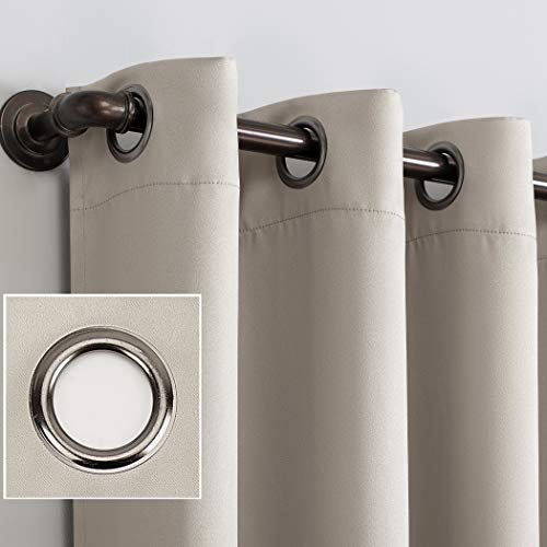 Sun Zero Nordic 2-pack Theater Grade Extreme 100% Blackout Grommet Curtain Panel Pair, 52" x 84", Stone - Image 3