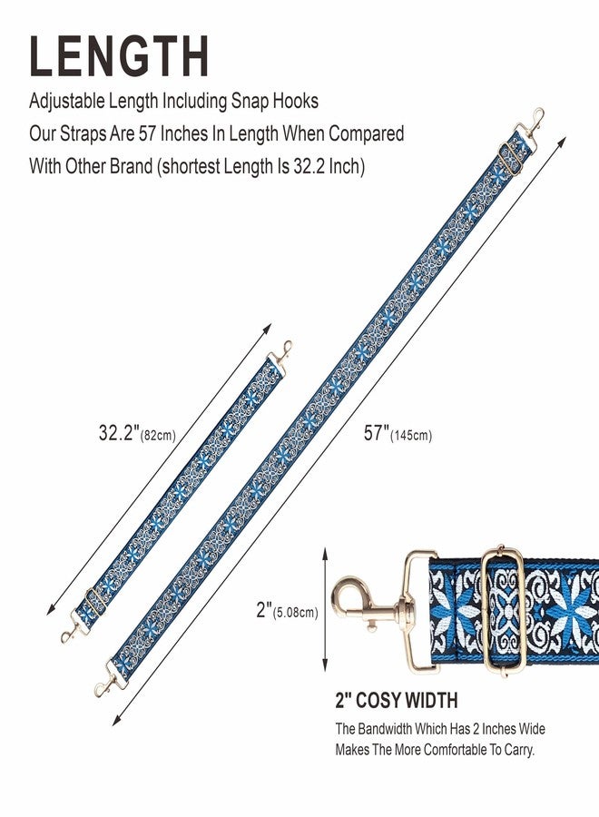 Nefelibata Purse Strap,2" Wide Purse Strap Adjustable Replacement,Multi-pattern Crossbody Handbag Strap, Blue Flower, L, Modern - Image 5