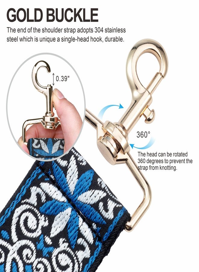 Nefelibata Purse Strap,2" Wide Purse Strap Adjustable Replacement,Multi-pattern Crossbody Handbag Strap, Blue Flower, L, Modern - Image 2