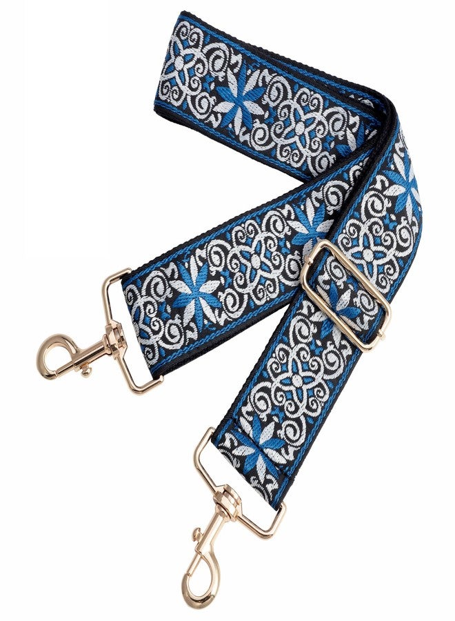 Nefelibata Purse Strap,2" Wide Purse Strap Adjustable Replacement,Multi-pattern Crossbody Handbag Strap, Blue Flower, L, Modern - Image 1